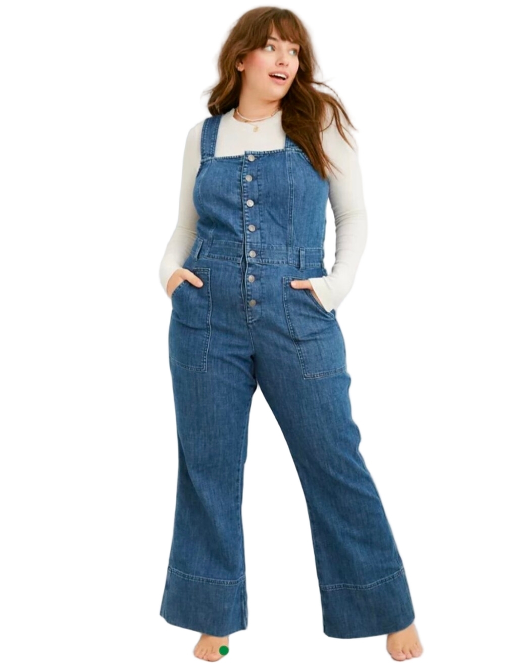 Aerie Denim Kick Flare Overalls Size Small